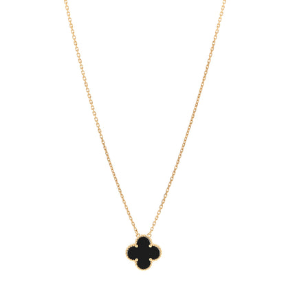 Van Cleef & Arpels 18K Yellow Gold Black Onyx Vintage Alhambra Pendant Necklace 1 of 6