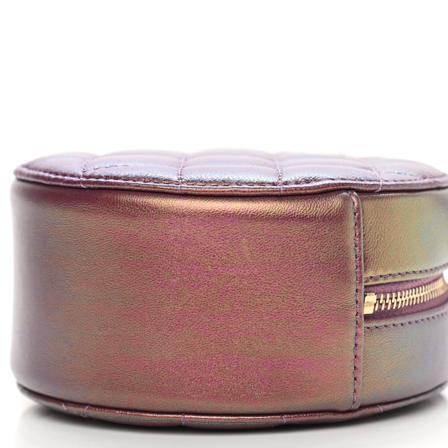 Chanel Iridescent Lambskin Quilted Round Clutch With Chain Purple 10 of 11