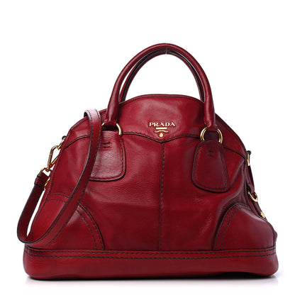 Prada Cervo Shine Dome Satchel Amaranto 1 of 4