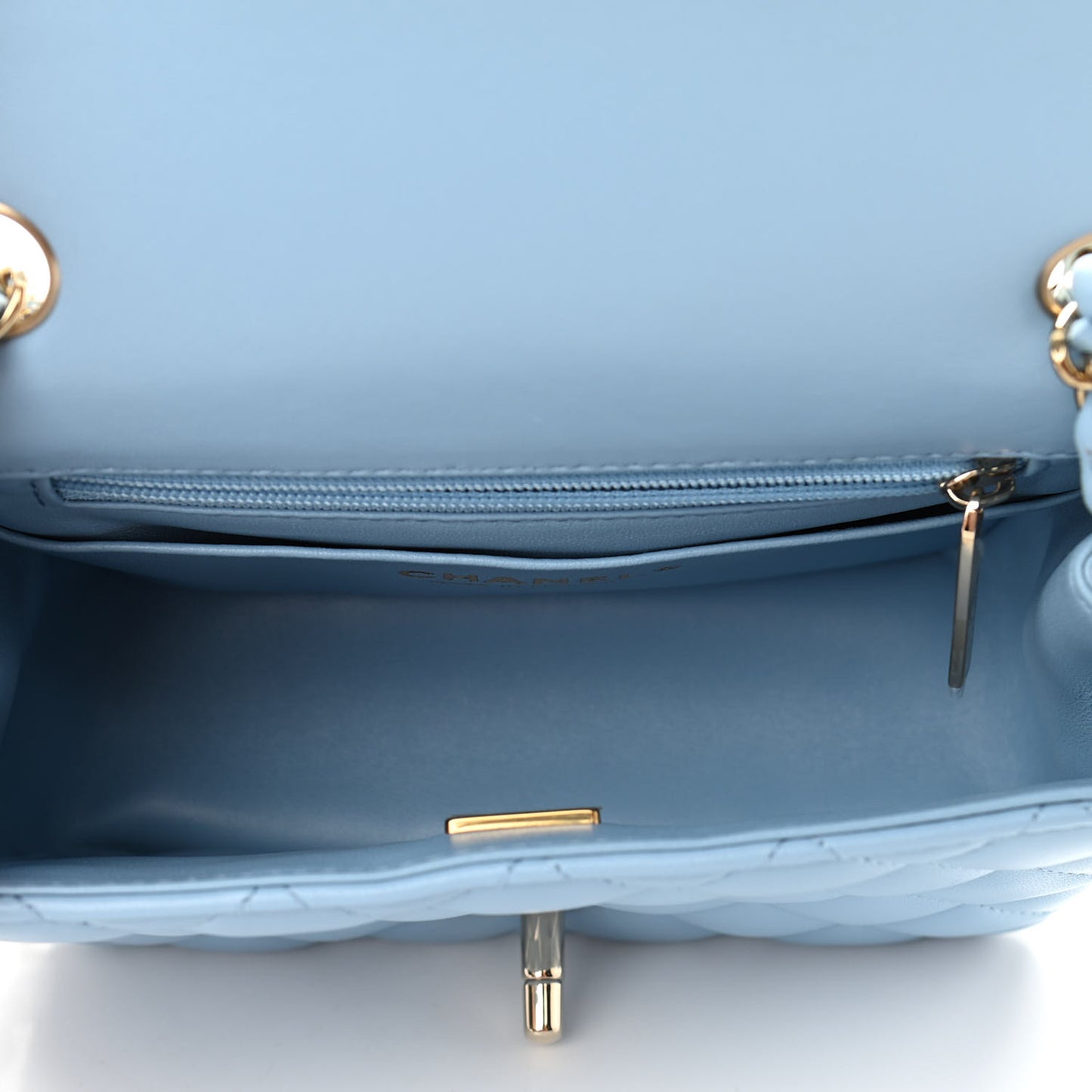 Lambskin Quilted Mini Square Flap Light Blue