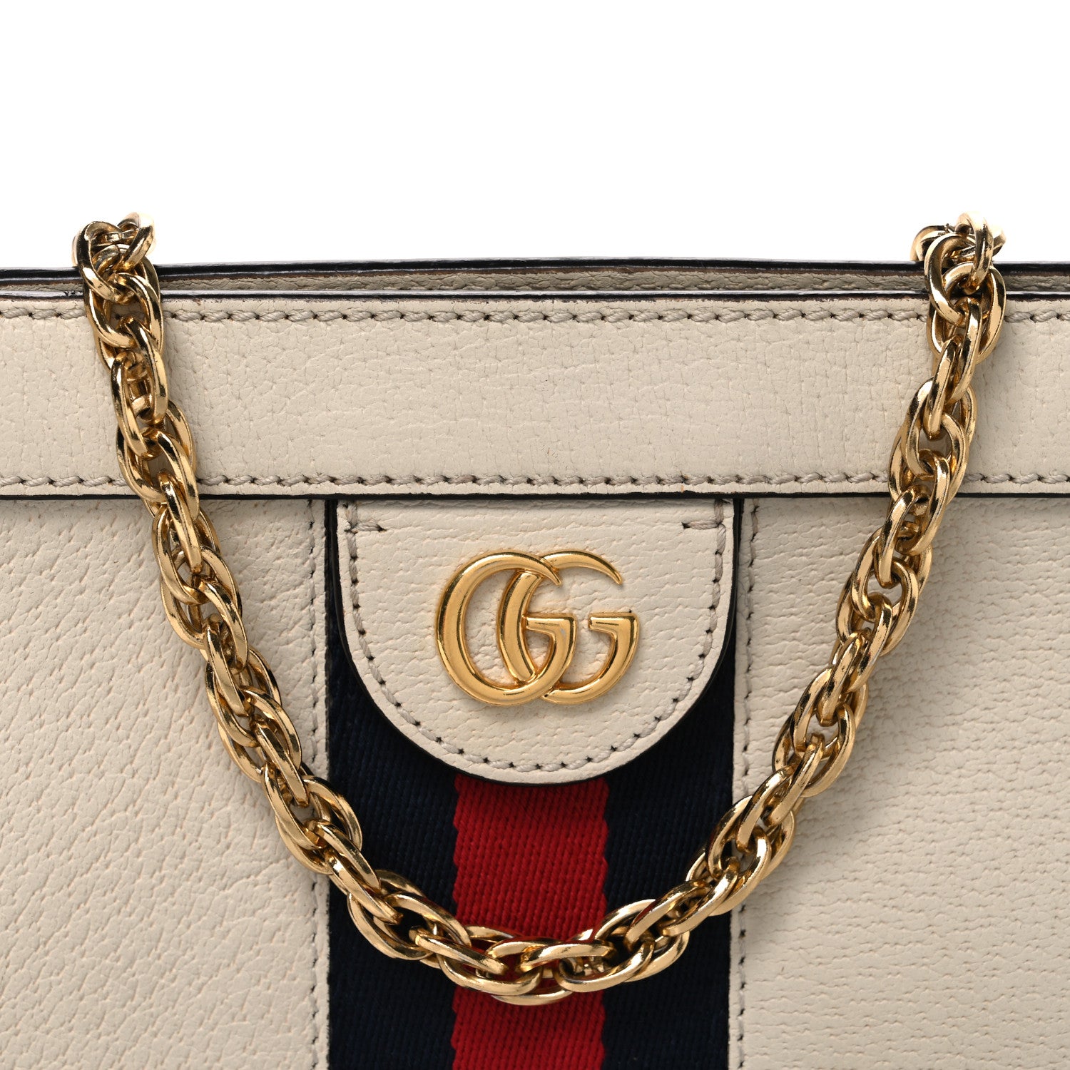 Gucci Textured Calfskin Web Small Ophidia Chain Shoulder Bag Mystic White 7 of 10