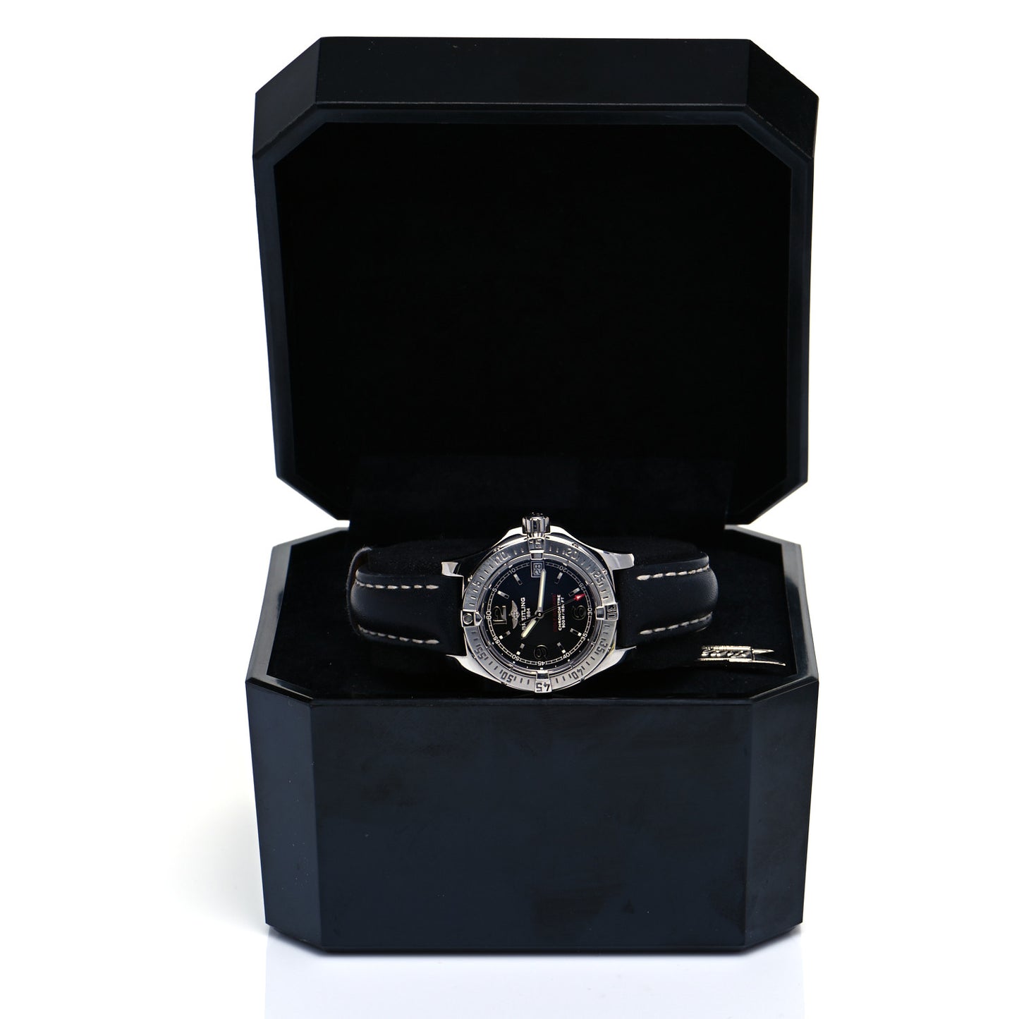 Stainless Steel Calfskin 33mm Colt Oceane Quartz Watch Black A77380