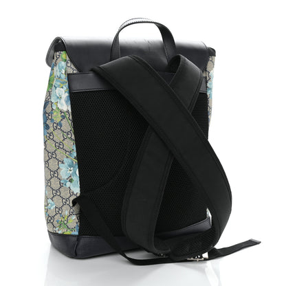 Gucci GG Supreme Monogram Blooms Medium Single Buckle Backpack Beige Blue Navy 3 of 11