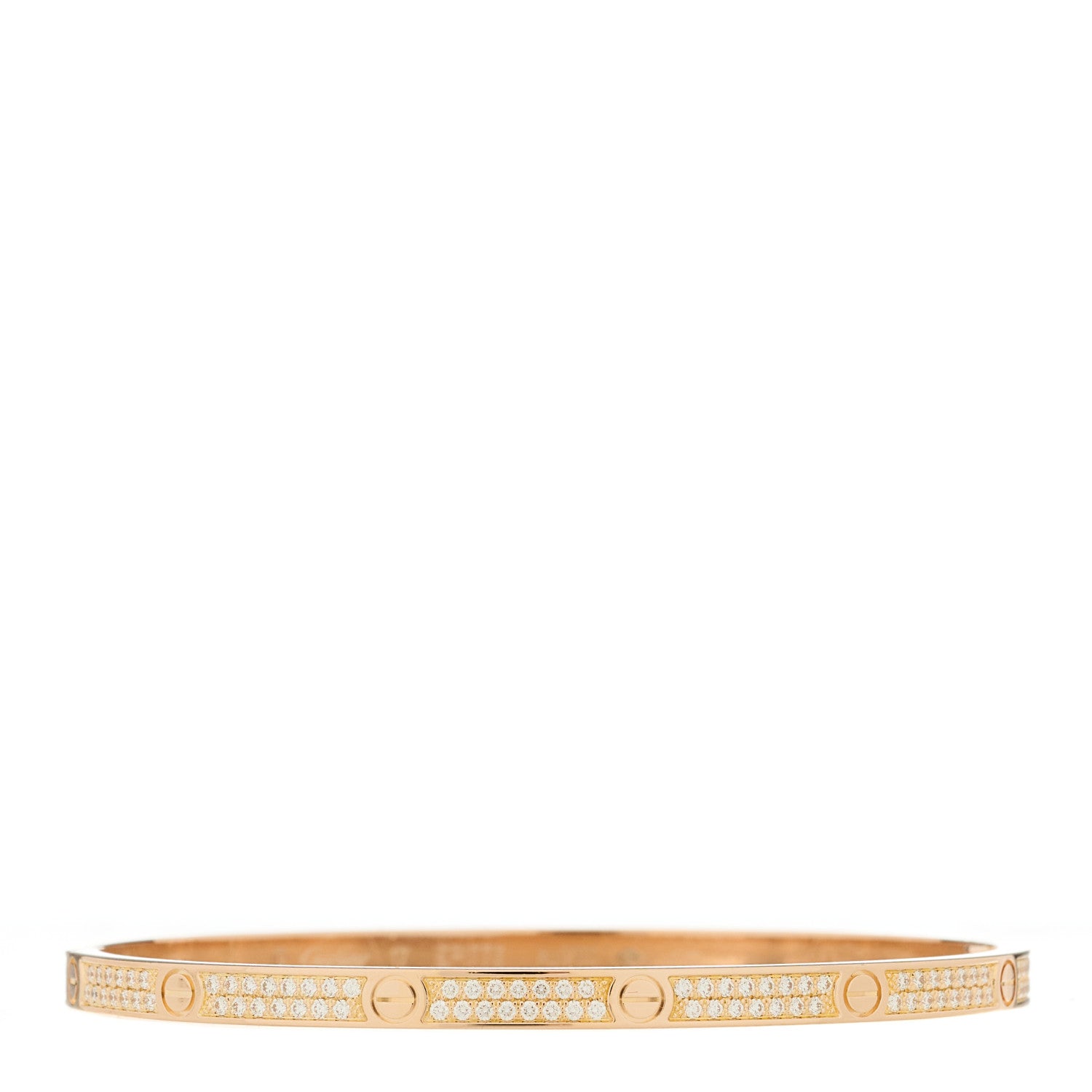Cartier 18K Pink Gold Diamond Small LOVE Paved Bracelet 17 1 of 5