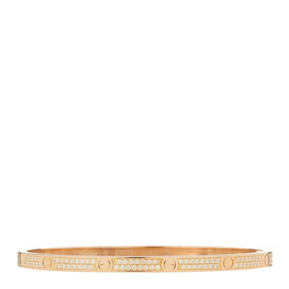Cartier 18K Pink Gold Diamond Small LOVE Paved Bracelet 17 1 of 5