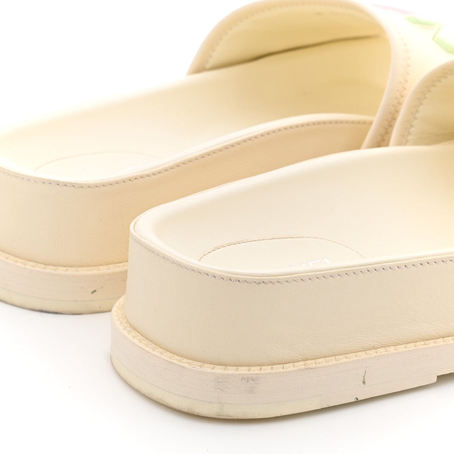 Chanel Lambskin Cha-Nel Mule Sandals 40 Ivory Multicolor 10 of 12