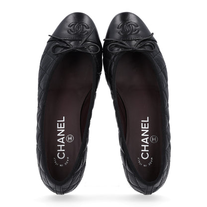 Chanel Aged Calfskin Quilted CC Cap Toe Ballerina Flats 36 Black 2 of 10