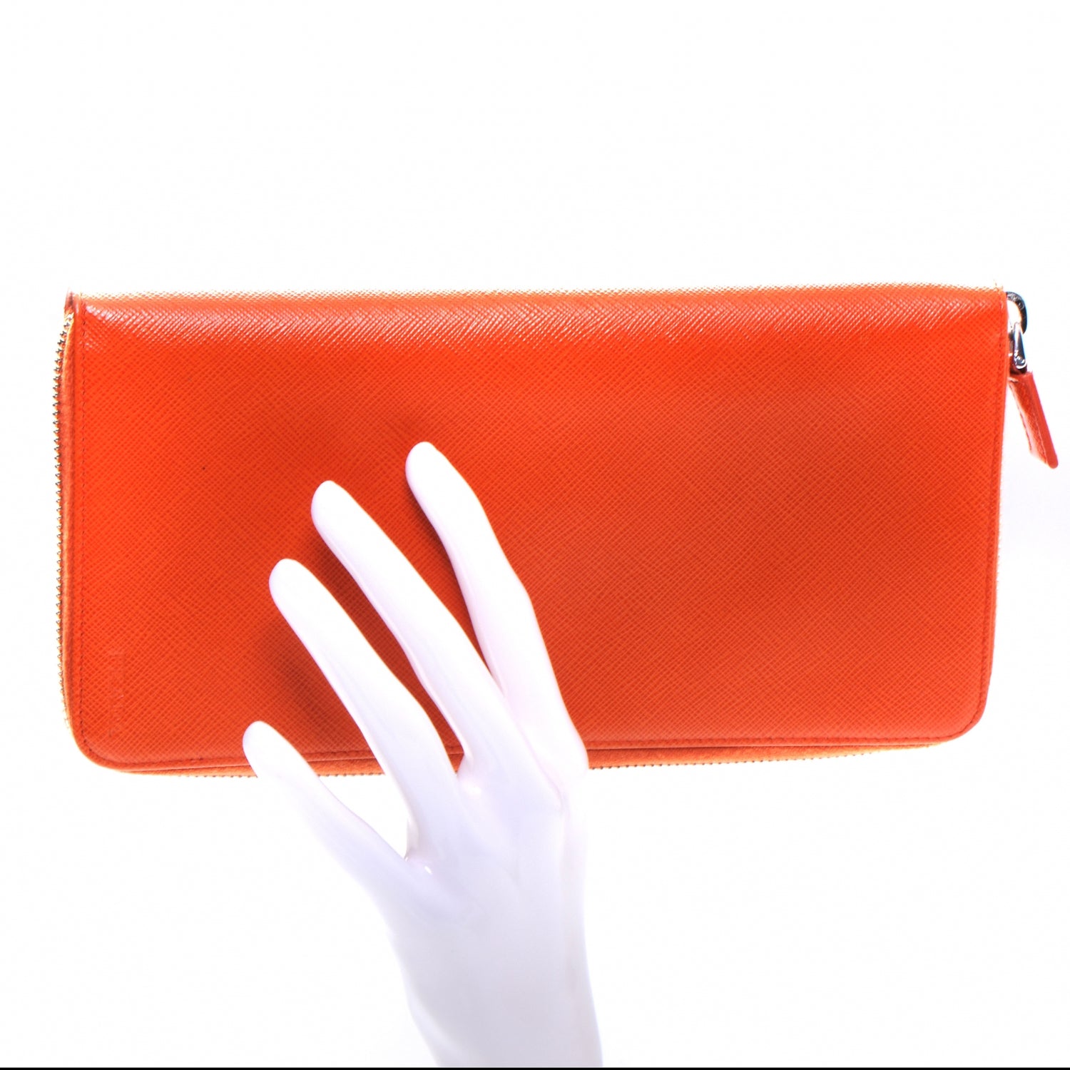 Prada Saffiano Continental Wallet Papaya 2 of 8