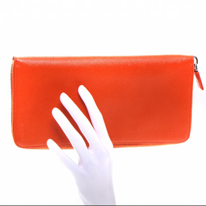Prada Saffiano Continental Wallet Papaya 2 of 8