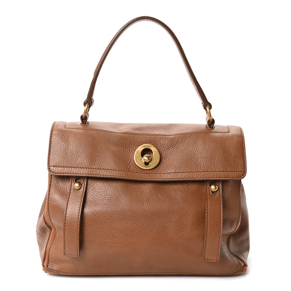 Saint Laurent Calfskin Canvas Medium Muse Two Brown 1880843
