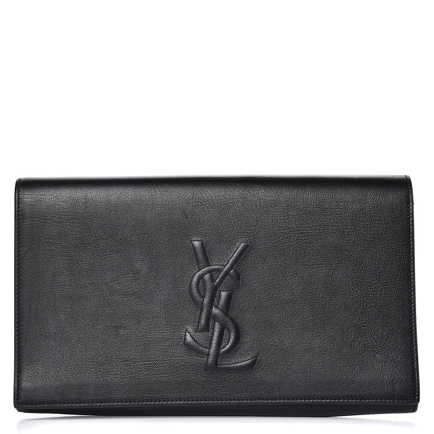 Saint Laurent Calfskin Monogram Large Belle De Jour Clutch Black 1 of 8