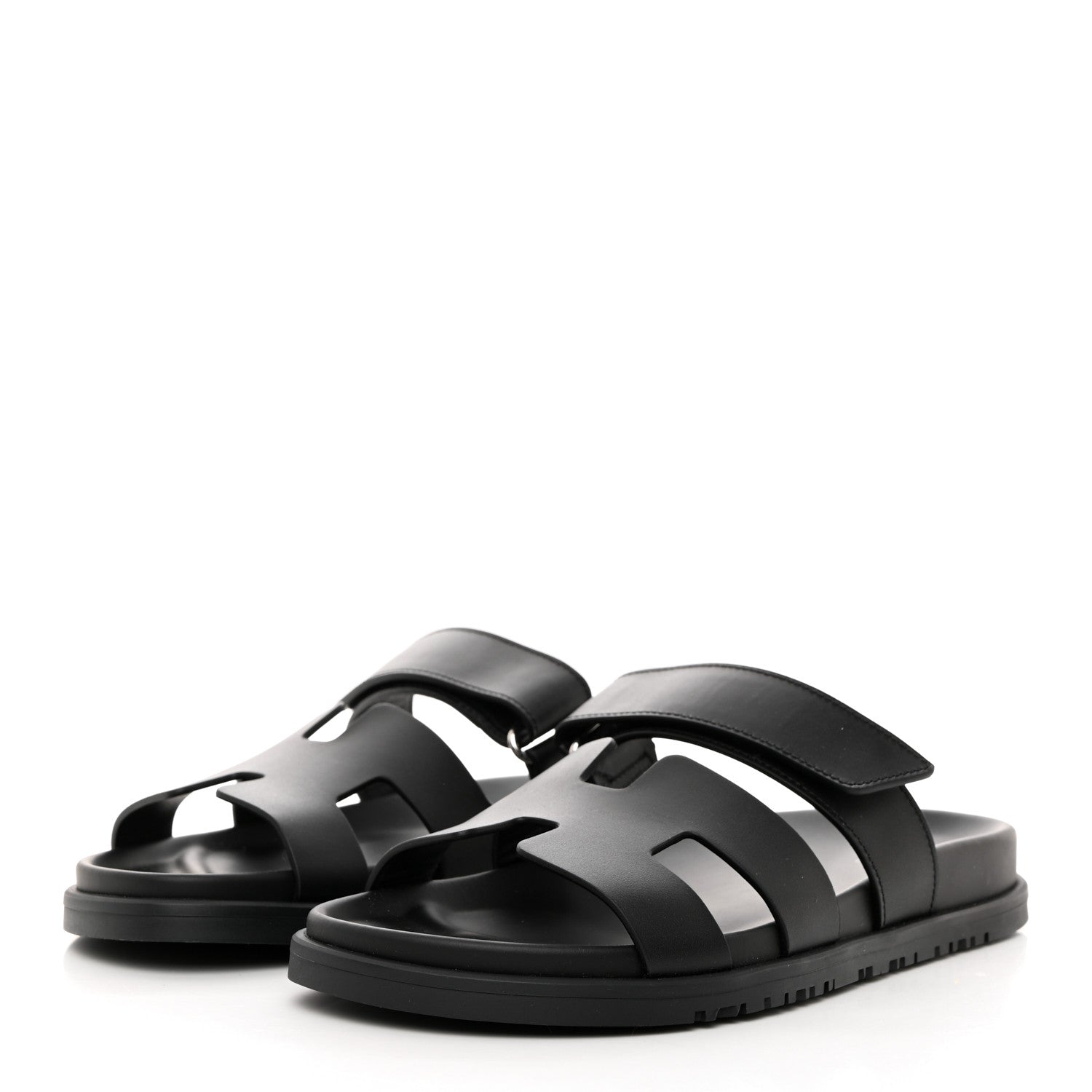 Hermes Calfskin Womens Chypre Sandals 38 Black 3 of 9