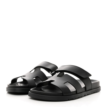 Hermes Calfskin Womens Chypre Sandals 38 Black 3 of 9