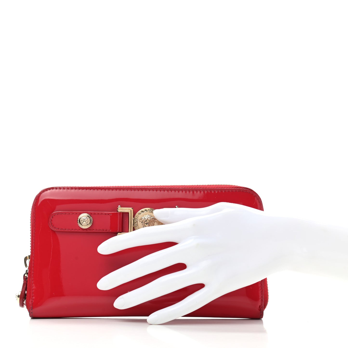 Patent Palazzo Medusa Zip Around Wallet Red
