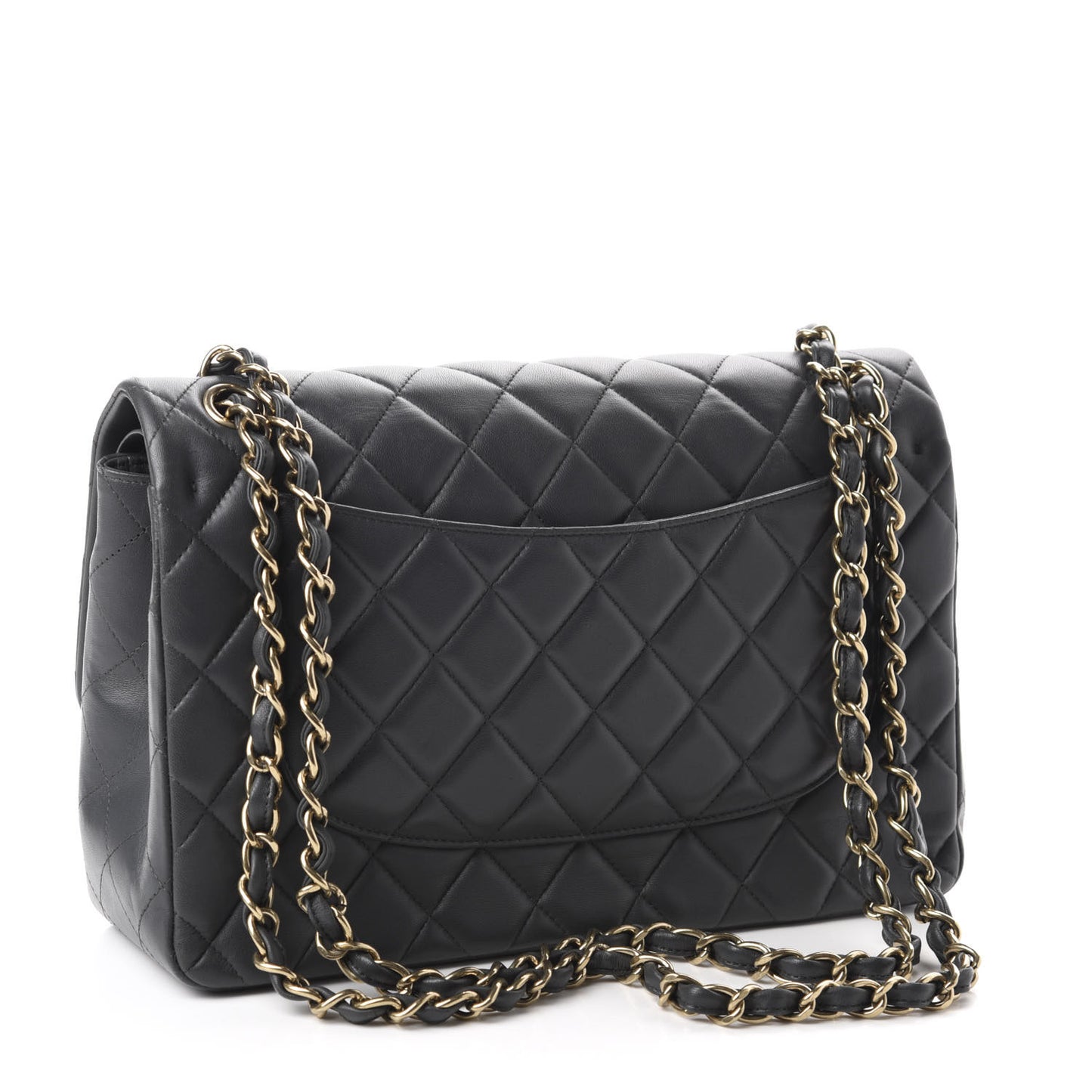 Lambskin Quilted Jumbo Double Flap Dark Grey