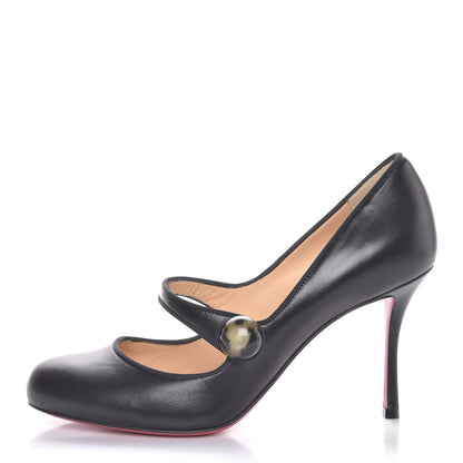 Christian Louboutin Shiny Nappa Booton ML 85 Mary Jane Pumps 37.5 Black 1 of 8