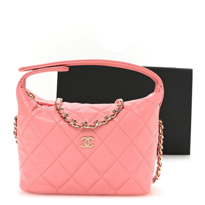 Chanel Caviar Quilted Hobo Clutch With Chain Pink 10 of 10