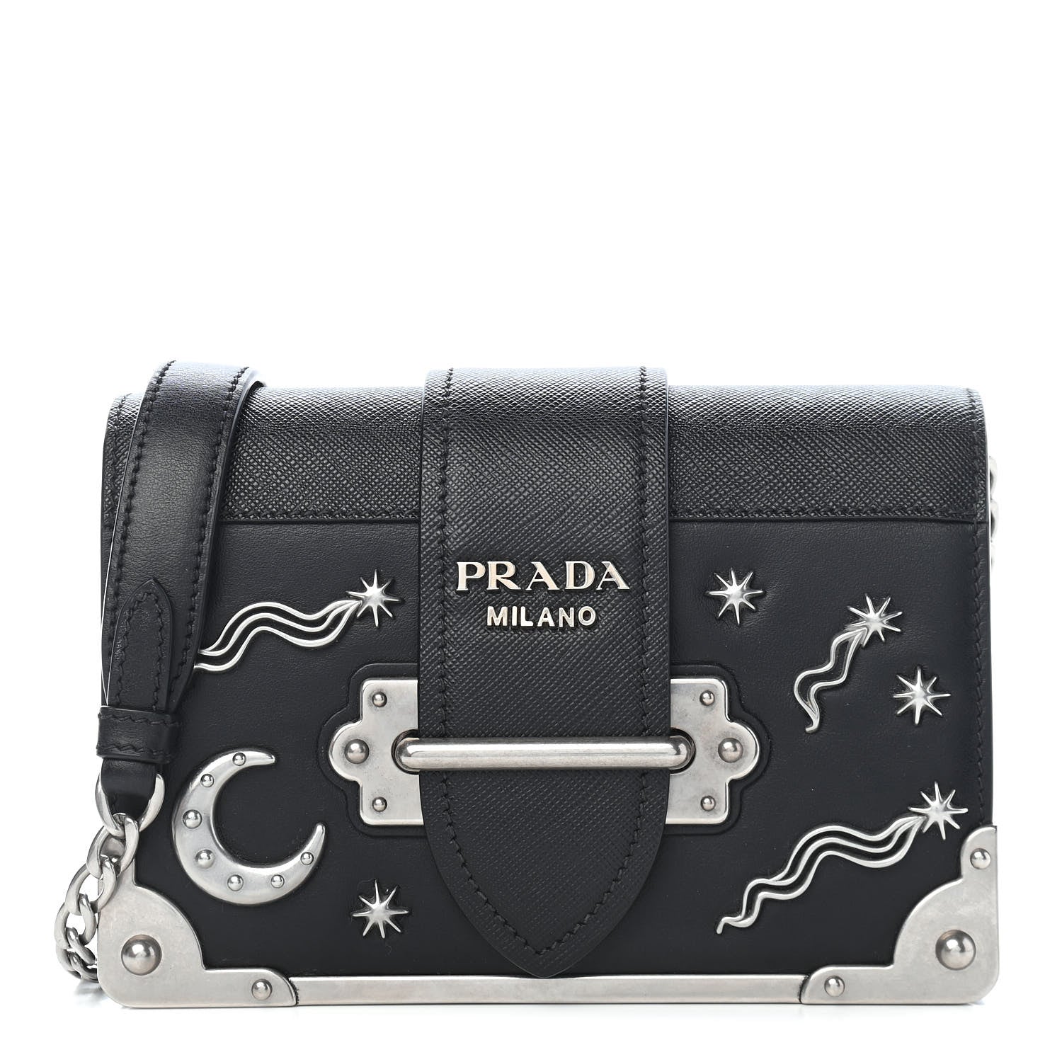 Prada City Calf Saffiano Cahier Astrology Bag Black 1 of 7