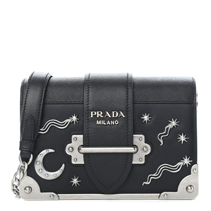 Prada City Calf Saffiano Cahier Astrology Bag Black 1 of 7