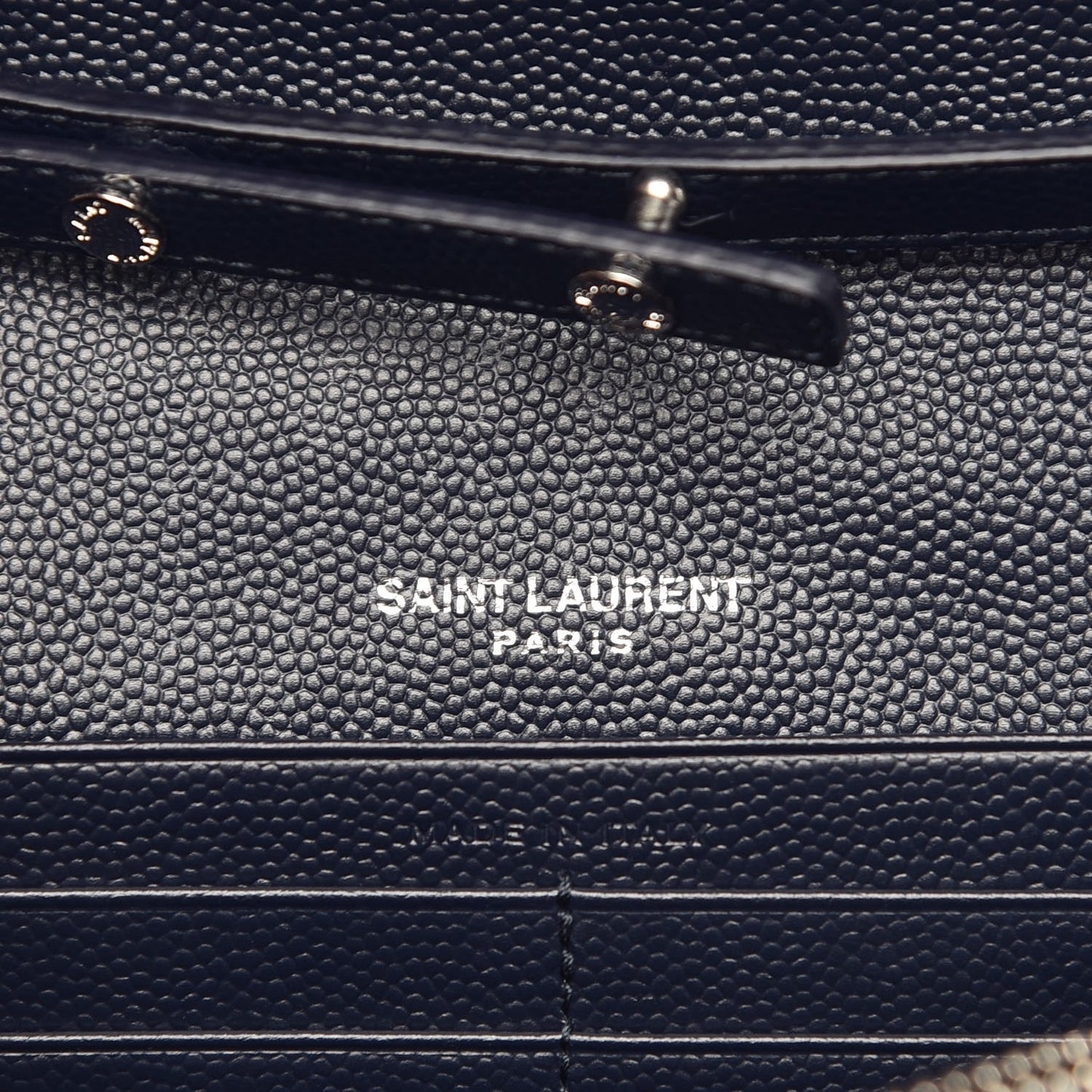Grain De Poudre Matelasse Chevron Monogram Chain Wallet Deep Marine