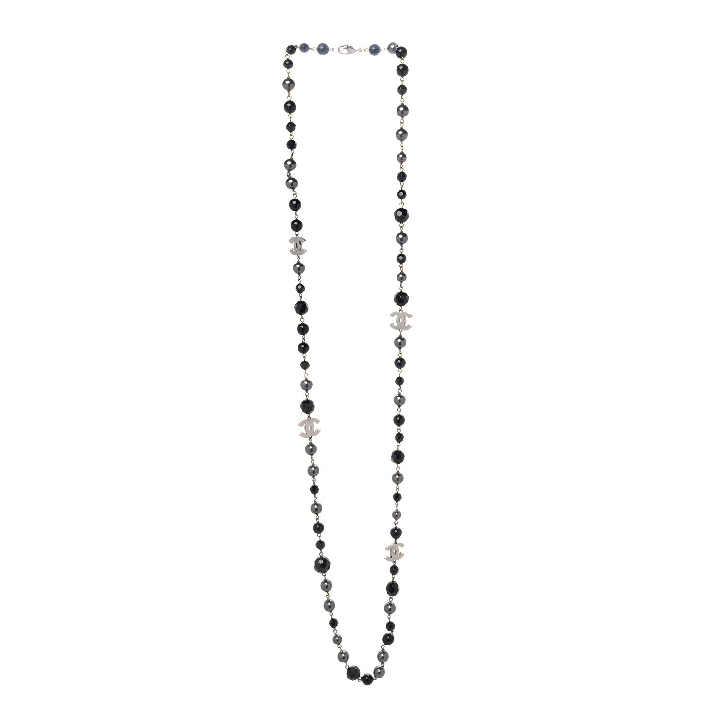 Chanel Ruthenium Beaded CC Long Necklace Black 2 of 3