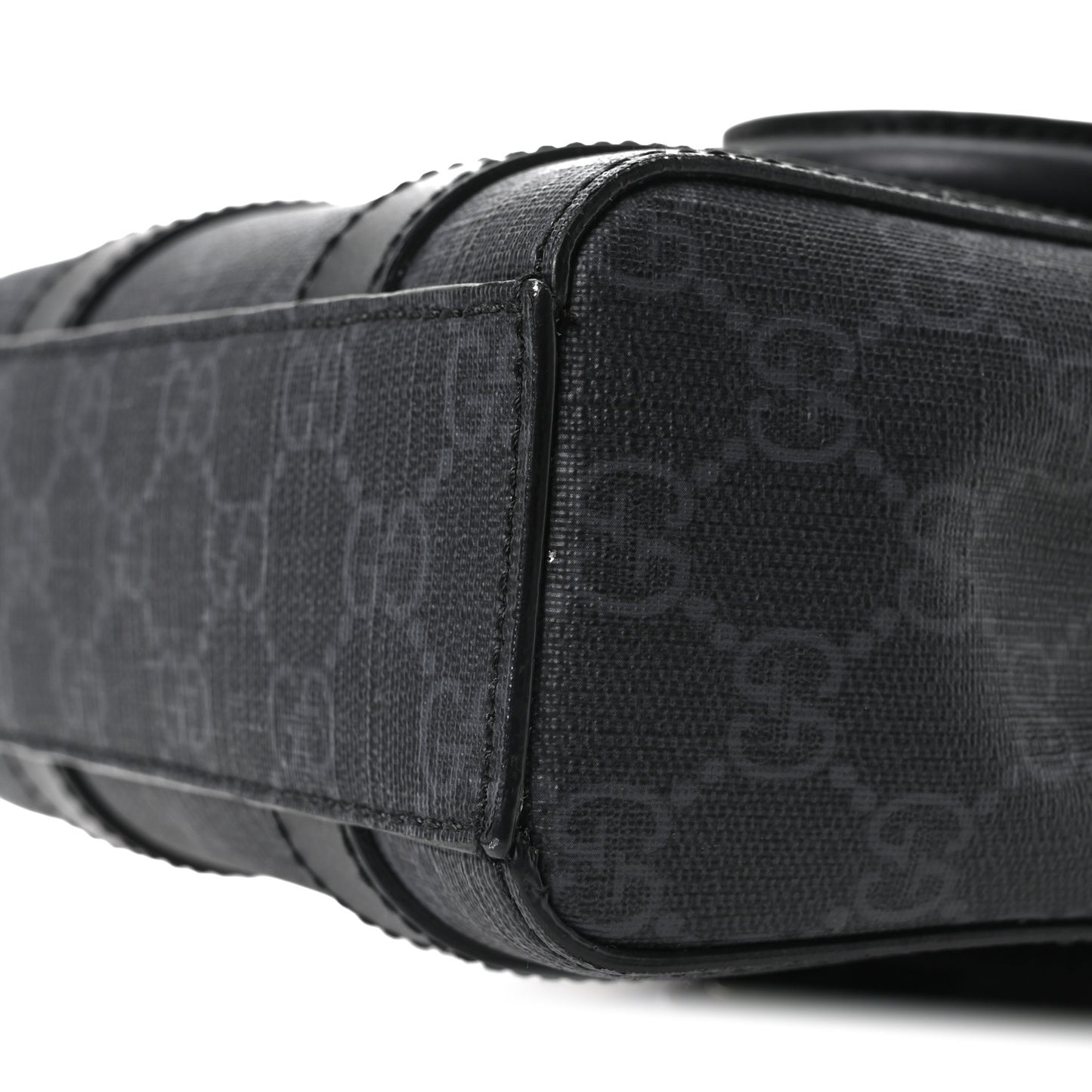 GG Supreme Monogram Appia Calfskin Web Mini Tote Bag Black
