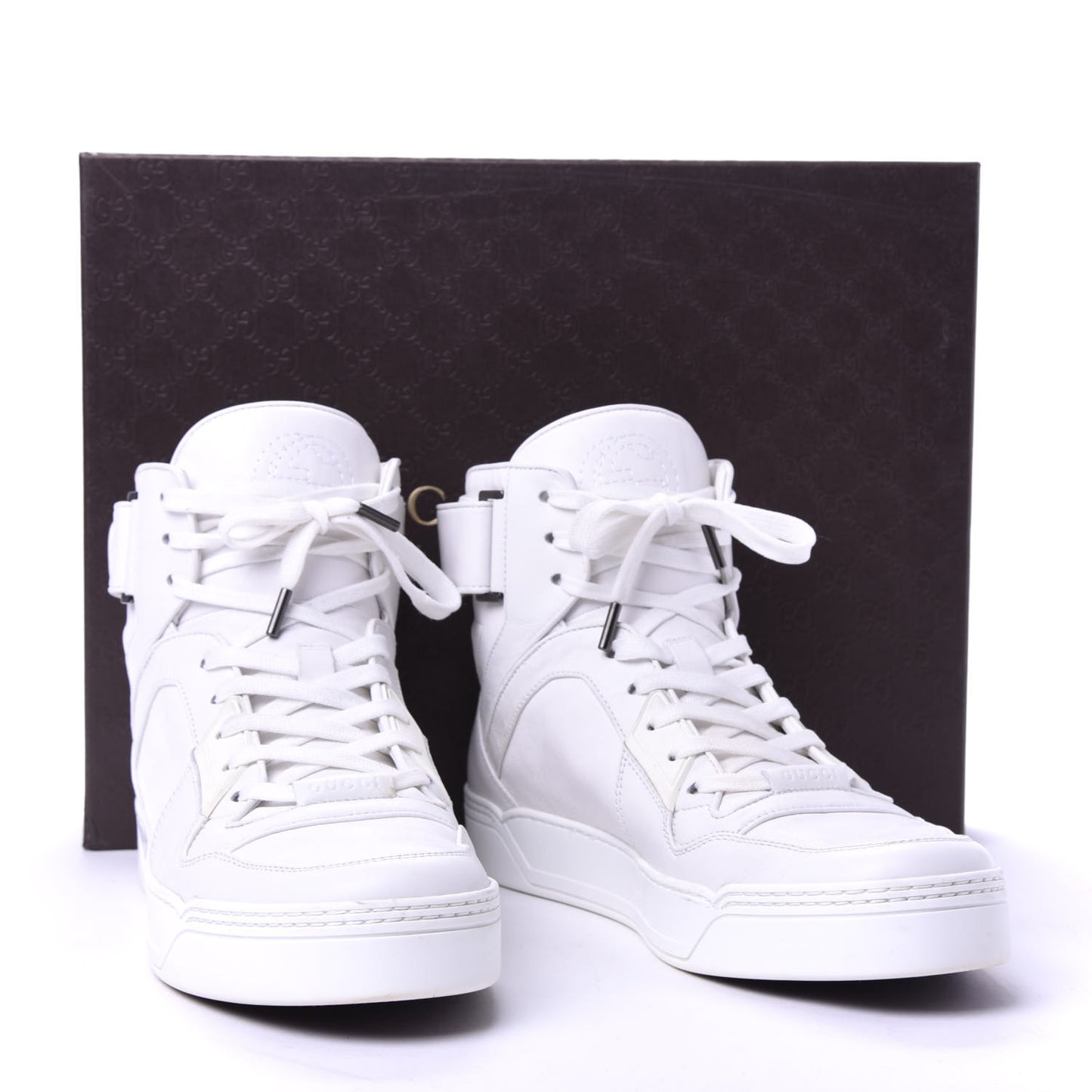 Calfskin Mens High Top Sneakers 9 White