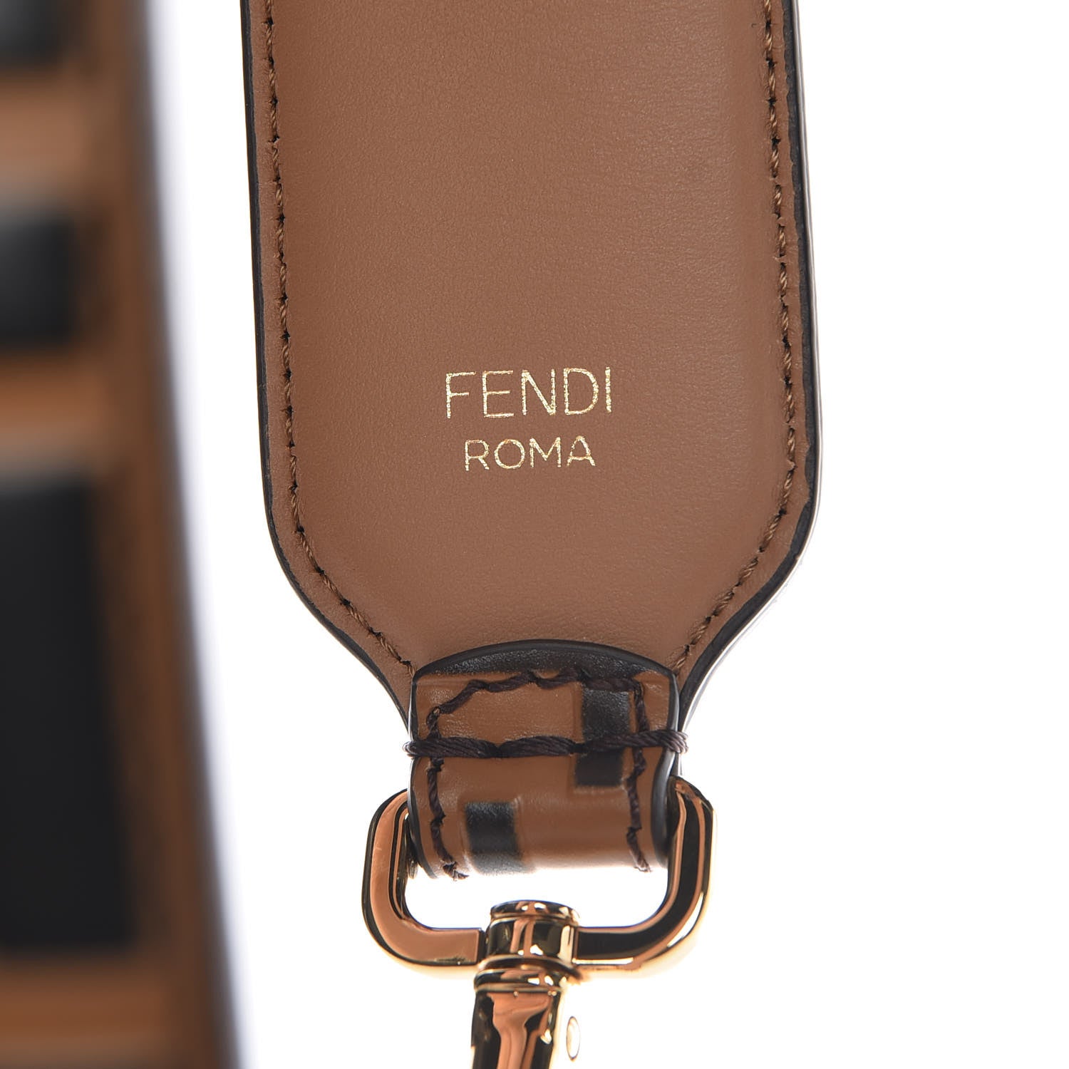 Fendi Calfskin FF 1974 Embossed Strap You Tobacco Black 4 of 5