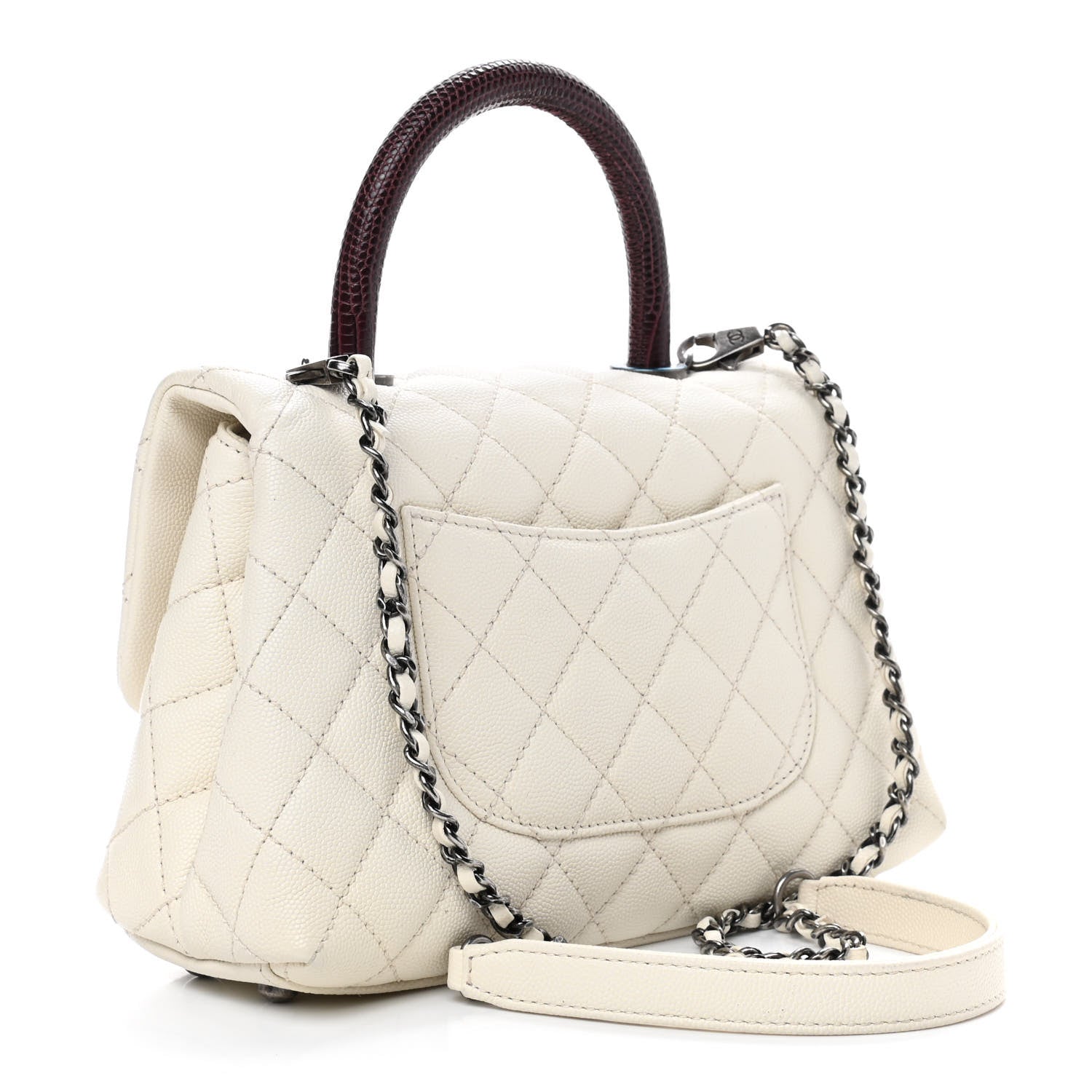 Chanel Caviar Lizard Quilted Mini Coco Handle Flap White 3 of 9