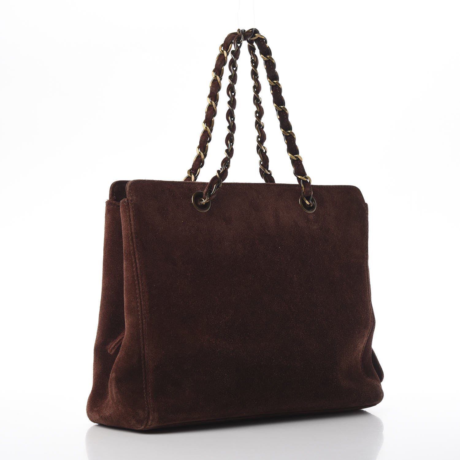 Chanel Suede Logo Tote Brown 3 of 10