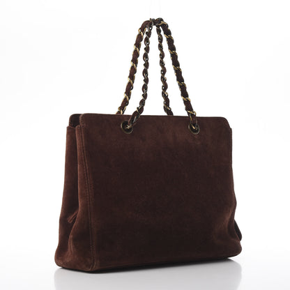 Chanel Suede Logo Tote Brown 3 of 10