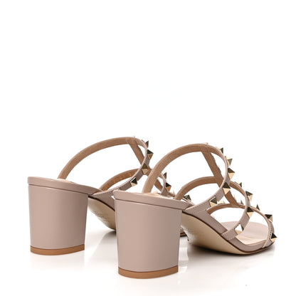 Valentino Garavani Calfskin Rockstud 60mm Caged Slide Sandals 38.5 Poudre 4 of 8