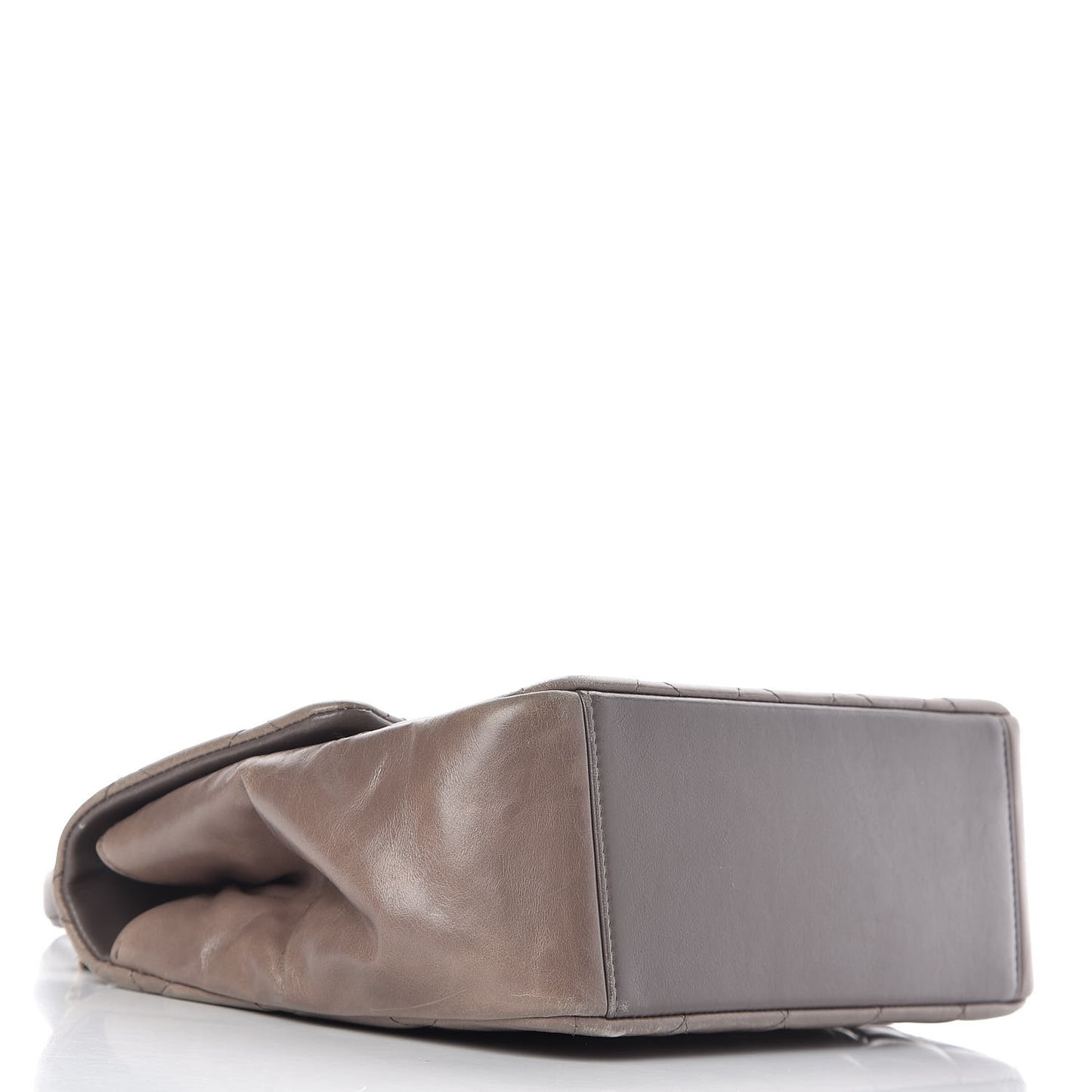 Glazed Calfskin Quilted Medium Gold Bar Top Handle Flap Dark Grey
