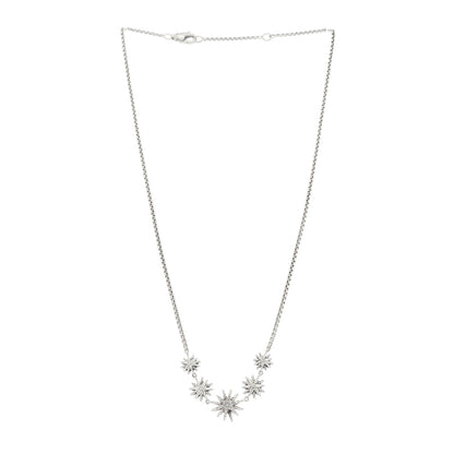 David Yurman Sterling Silver Diamond Starburst 5 Station Necklace 2 of 4