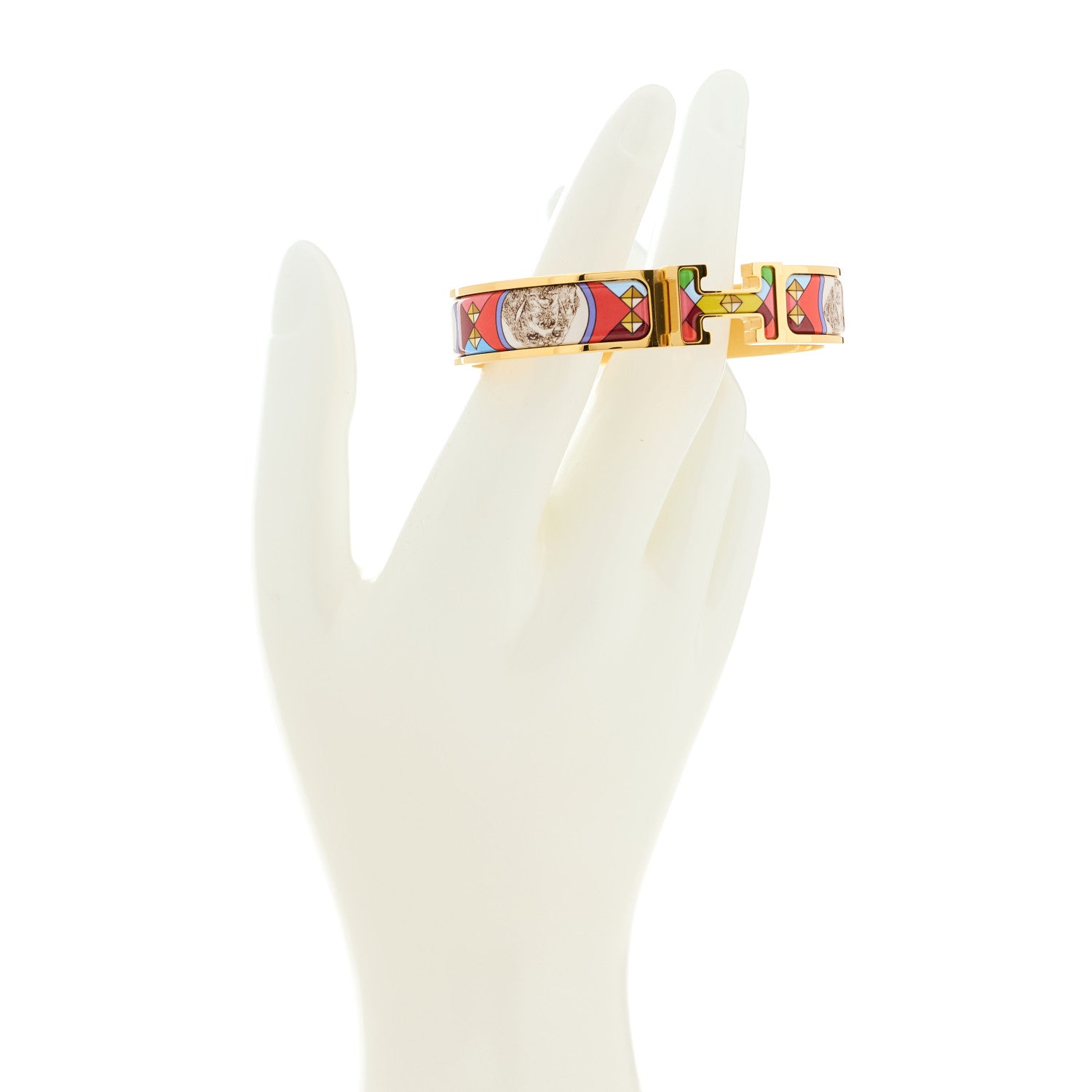 Hermes Enamel Printed Colliers et Chiens Narrow Clic Clac H Bracelet GM 2 of 5