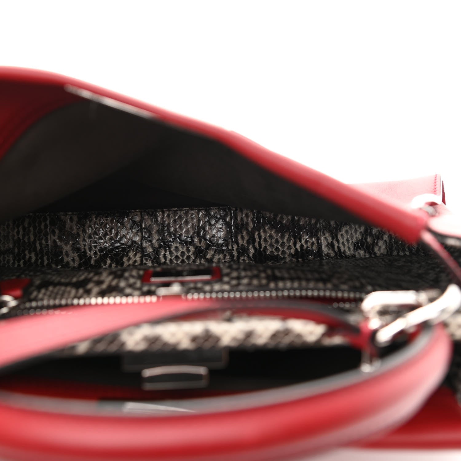 Fendi Vitello Seta Elaphe Crocodile Monster Eyes Medium Peekaboo Iconic Satchel Ribes Naturale 6 of 11