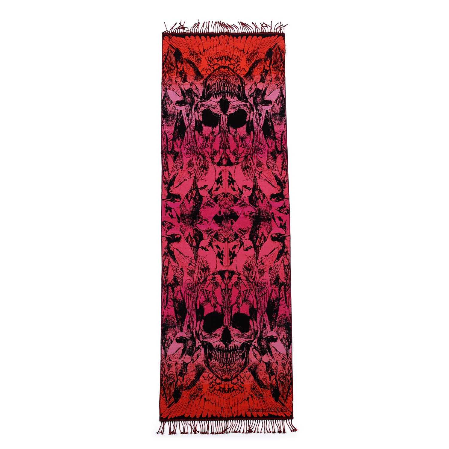 Alexander McQueen Wool Paradise Skull Scarf Fuxia Black 2 of 4