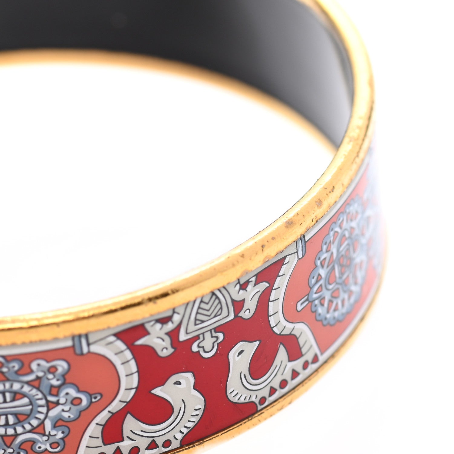 Hermes Enamel Printed Wide Birds Bracelet 65 7 of 7