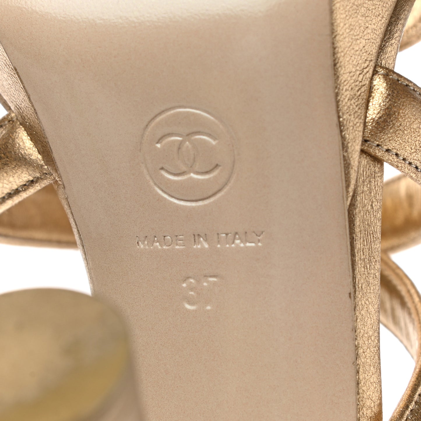 Laminated Lambskin Gladiator Sandals 37 Gold