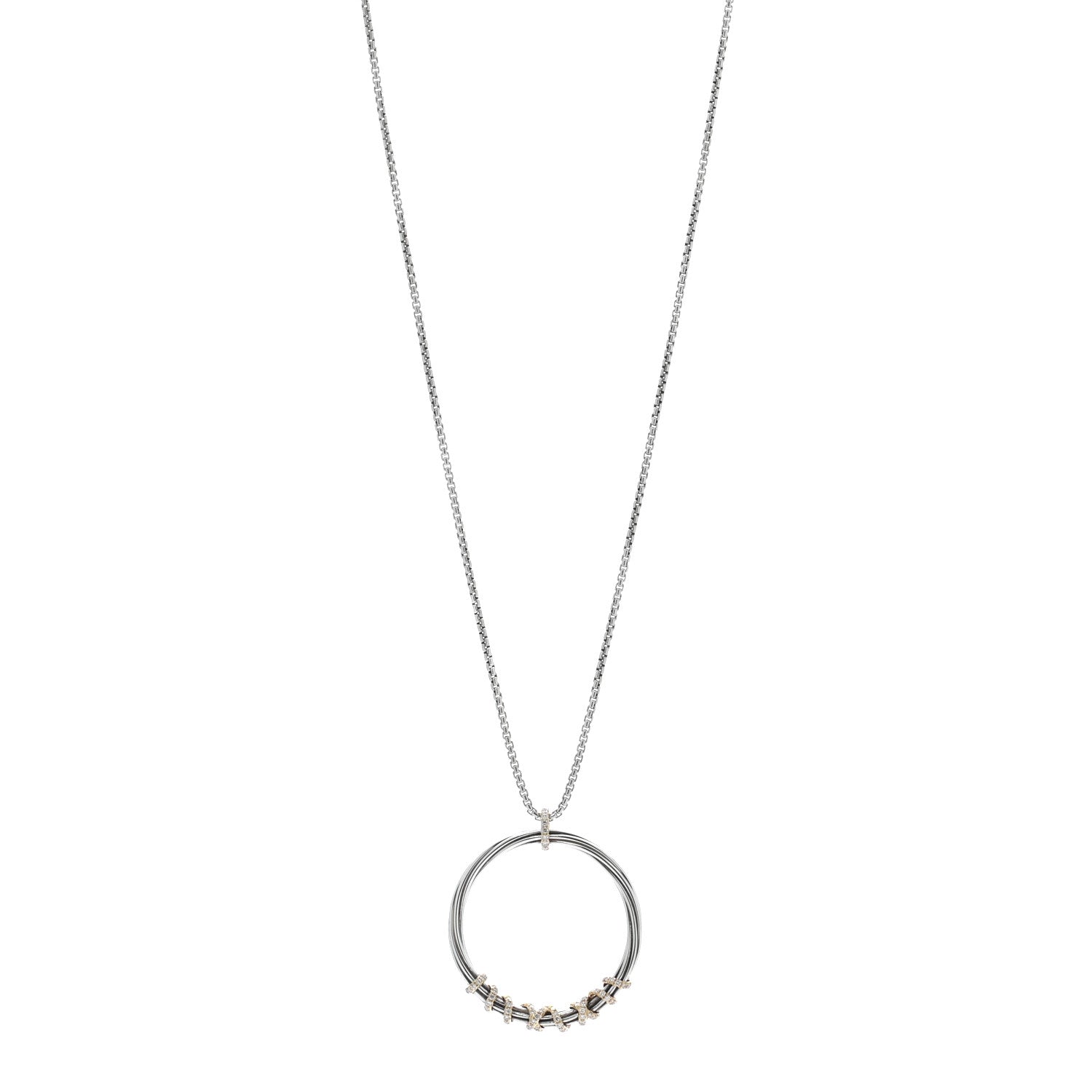 David Yurman Sterling Silver 18K Yellow Gold Diamond Helena Necklace 1 of 4