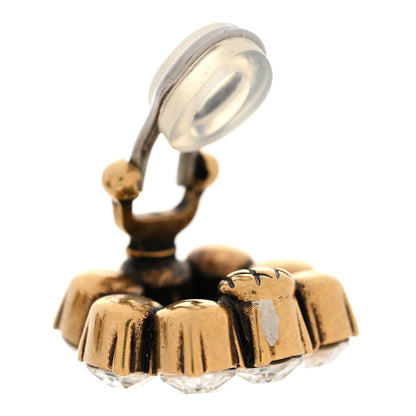 Gucci Metal Crystal Double G Clip On Earrings Aged Gold 5 of 5