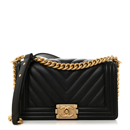 Chanel Calfskin Chevron Quilted Medium Boy Flap Black 1 of 10
