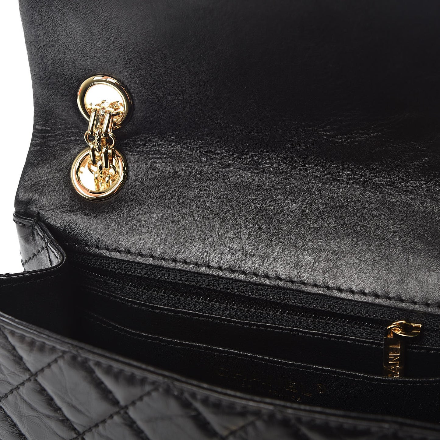 Aged Calfskin Quilted 2.55 Reissue Mini Flap Black