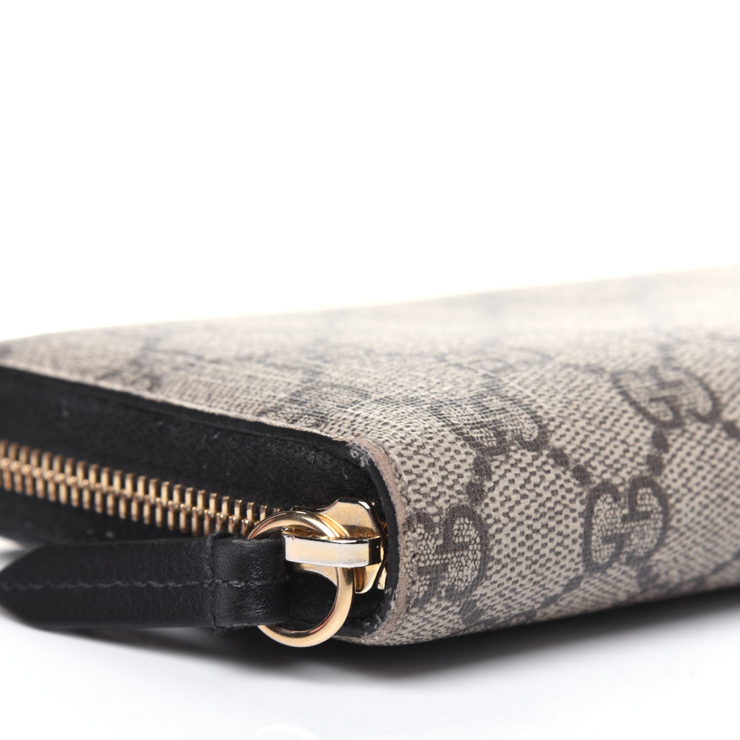 GG Supreme Monogram Moon Calfskin Zip Around Wallet Beige Ebony Black