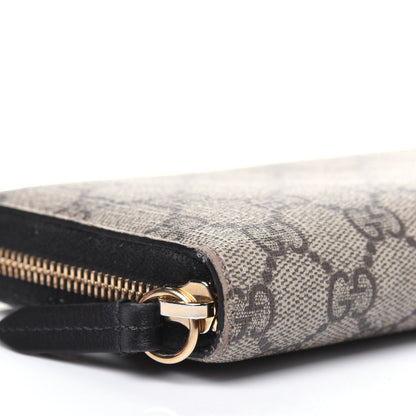Gucci GG Supreme Monogram Moon Calfskin Zip Around Wallet Beige Ebony Black 11 of 18