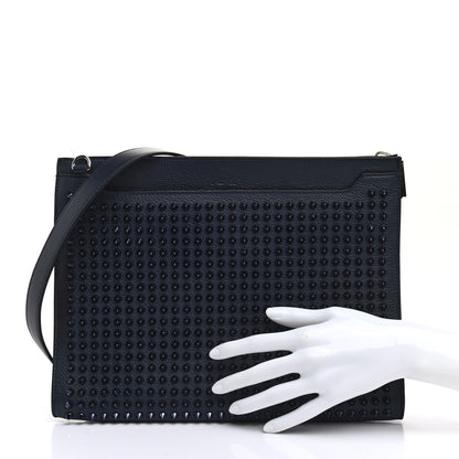 Christian Louboutin Calfskin Studded Skypouch Crossbody Clutch Marine 2 of 7