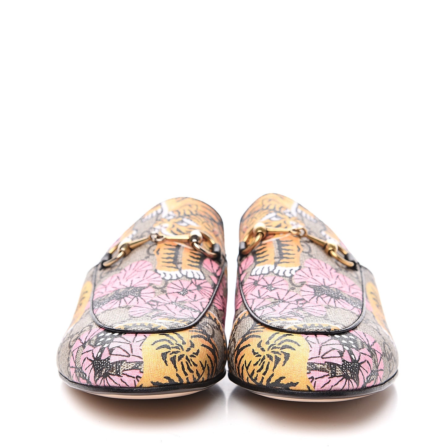 GG Supreme Monogram Bengal Womens Princetown Slippers 39 Beige Crop Pink