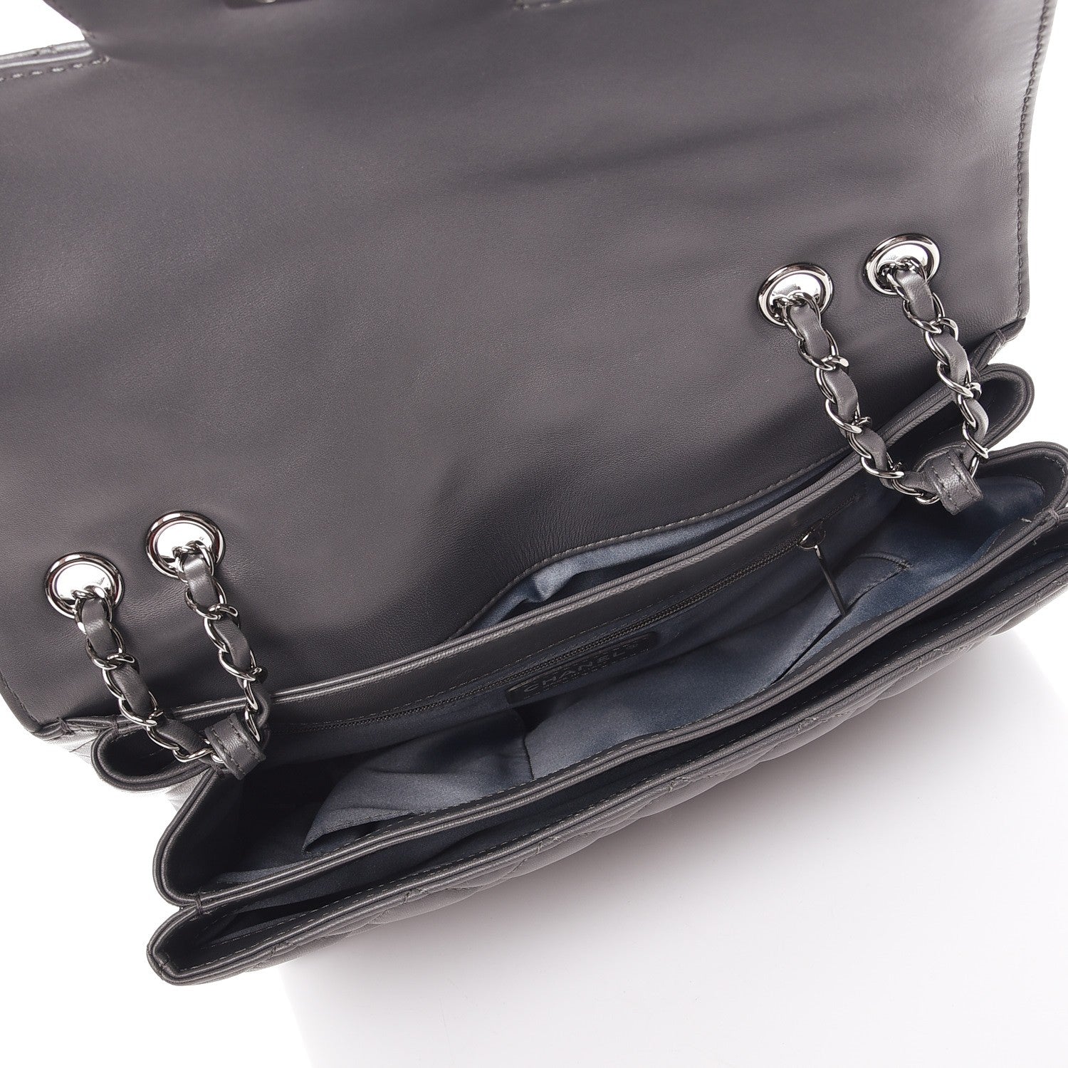 Chanel Lambskin Quilted Jumbo Coco Loop Flap Charcoal Grey 5 of 8