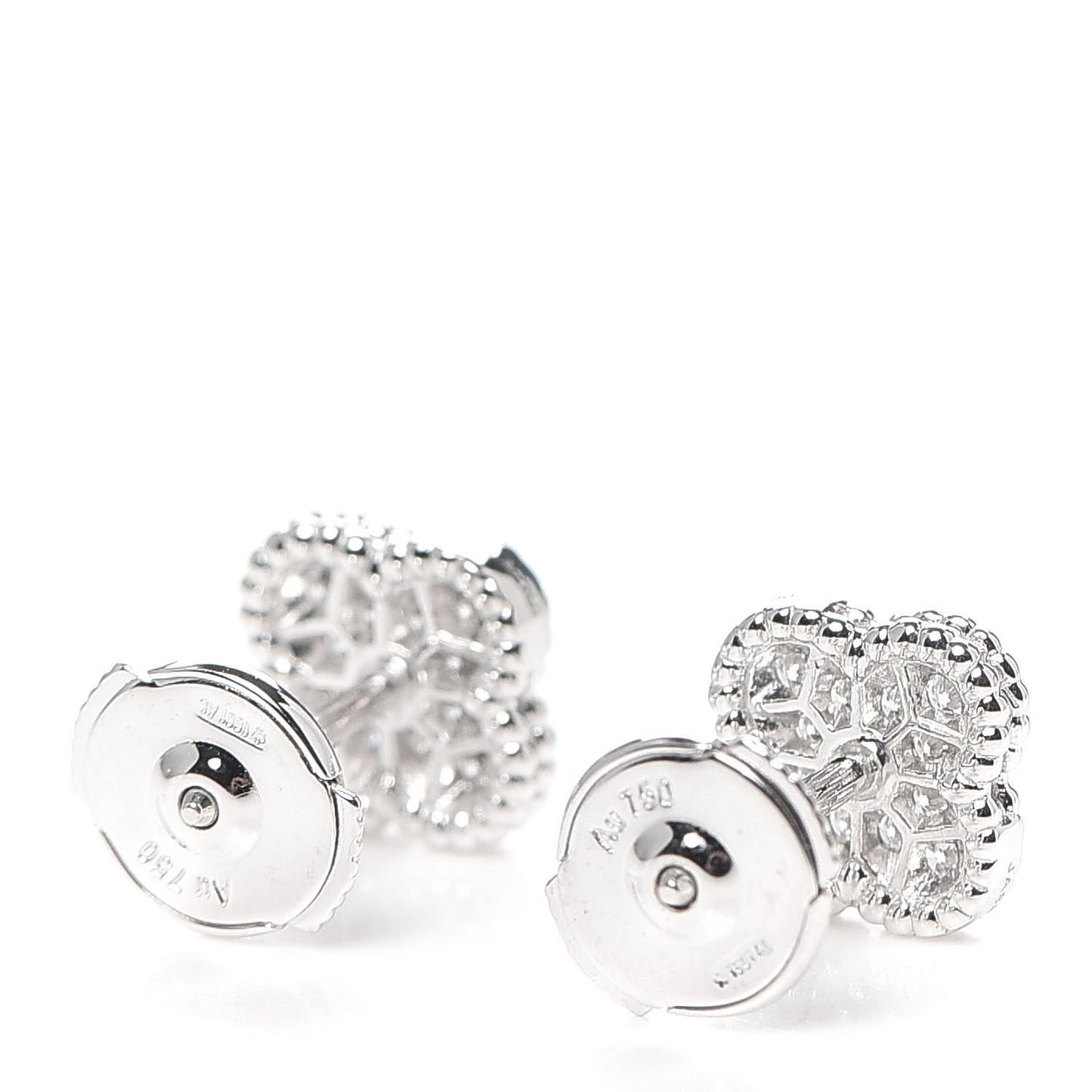 18K White Gold Diamond Sweet Alhambra Earrings