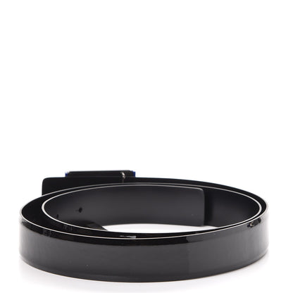 Chanel Patent Plexiglass CC Boy Belt 100 40 Black Blue 3 of 8